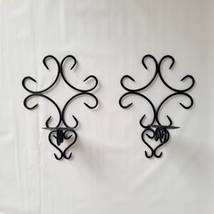 Wrought Iron Wall Mounted Gothic Candle Set (pair)